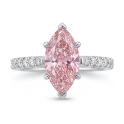 Bague diamant rose taille marquise 2,1 carats