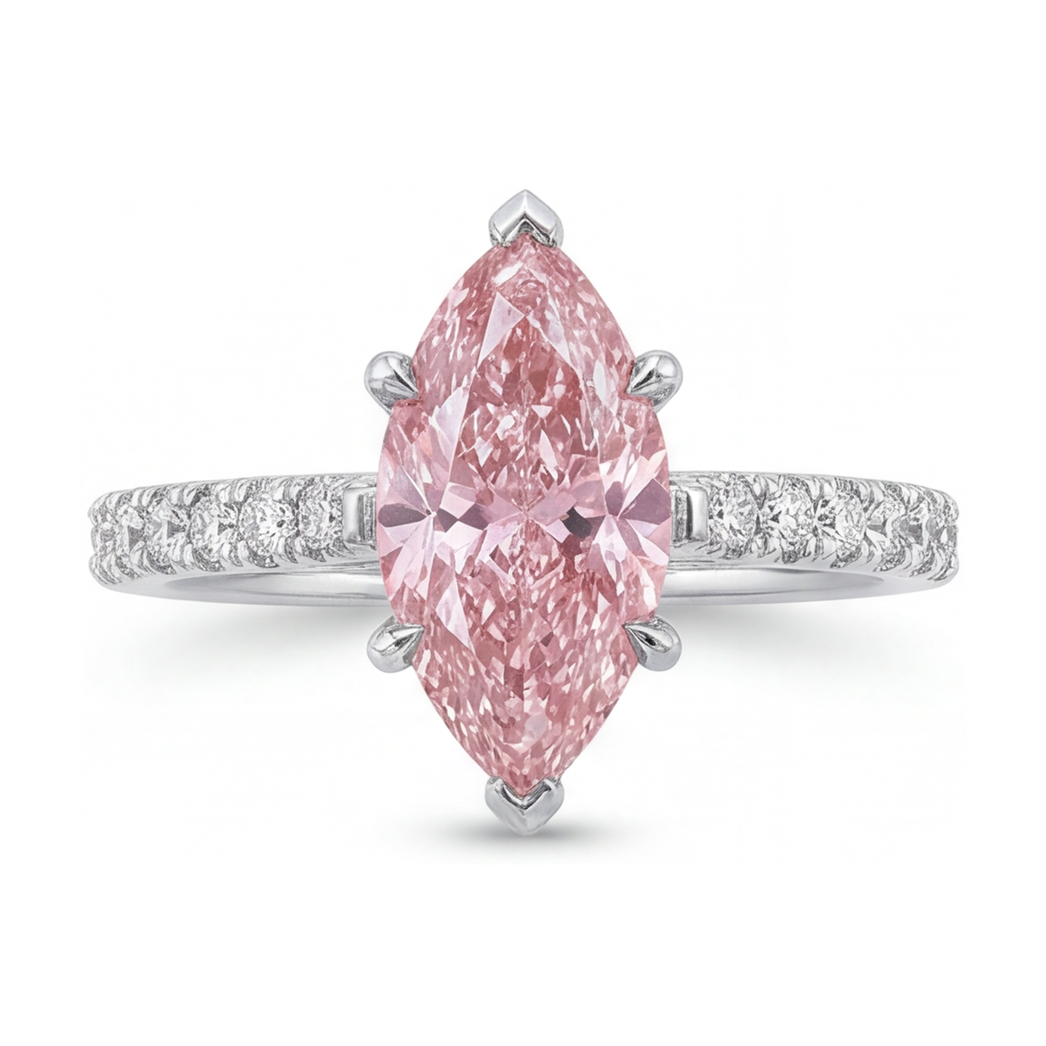 Bague diamant rose taille marquise 2,1 carats