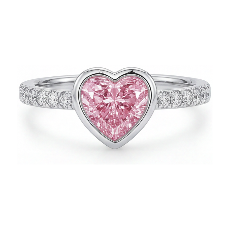 Bague en diamant rose taille cœur 2,35 carats