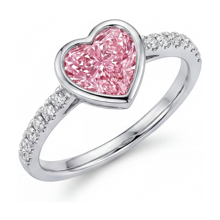 Bague en diamant rose taille cœur de 2,35 carats
