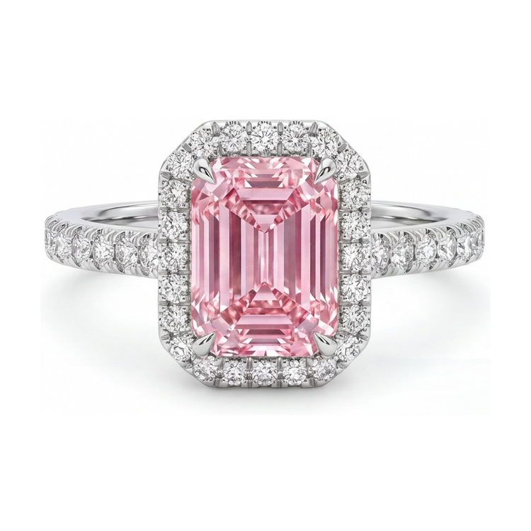 Bague en diamant rose taille émeraude de 2,5 carats