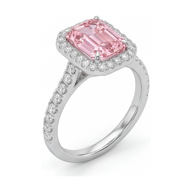 Bague en diamant rose taille émeraude de 2,5 carats