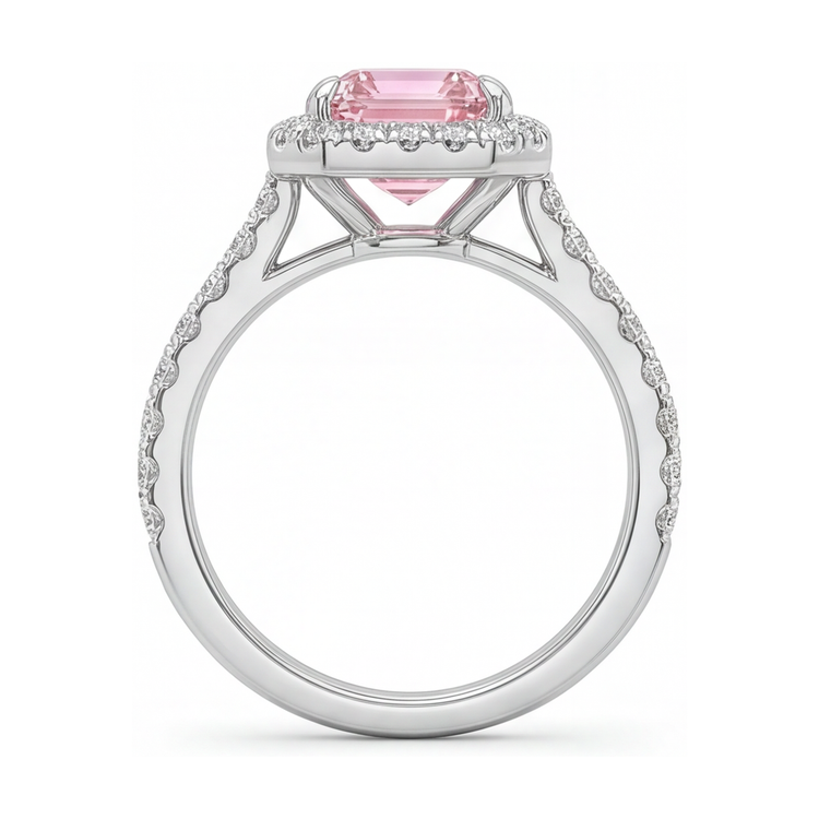 Bague en diamant rose taille émeraude de 2,5 carats