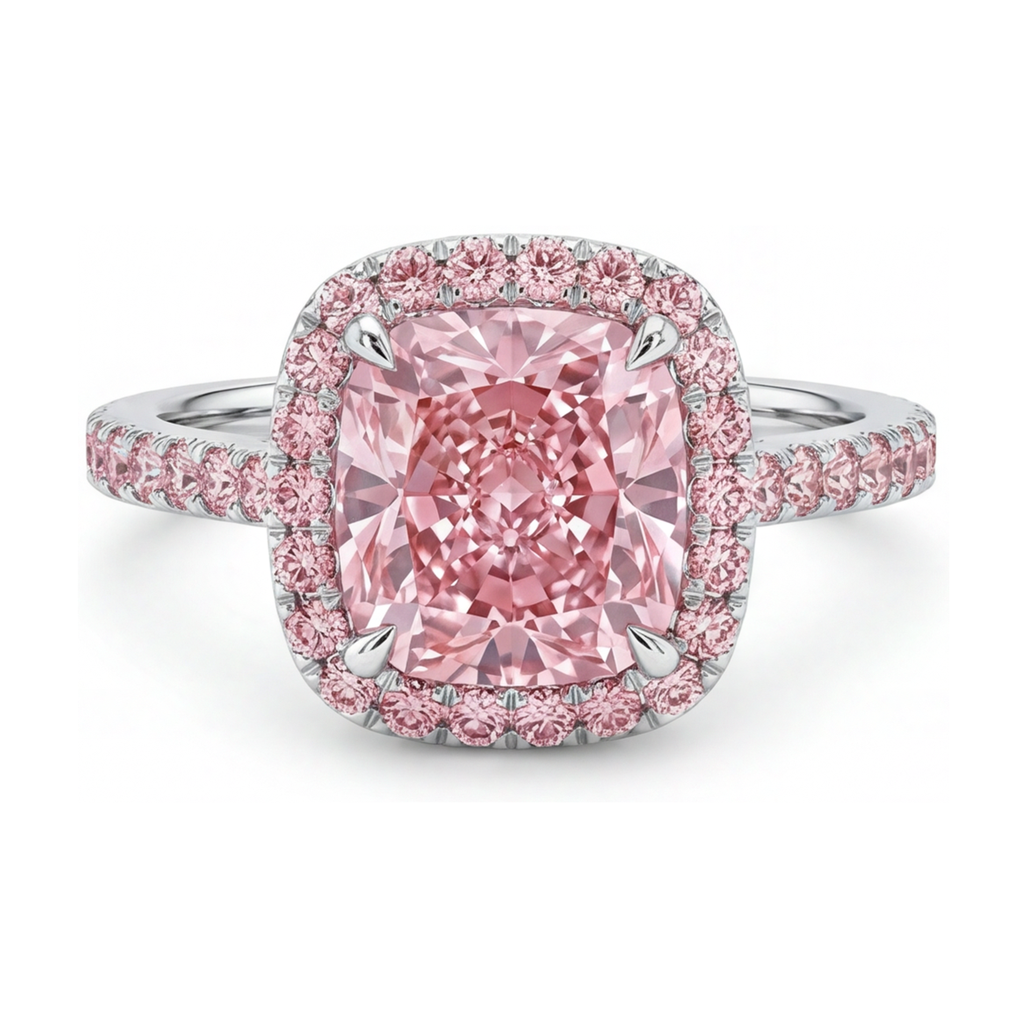 Bague en diamant rose taille coussin de 3,2 carats