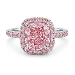 Bague en diamant rose taille coussin de 3,2 carats