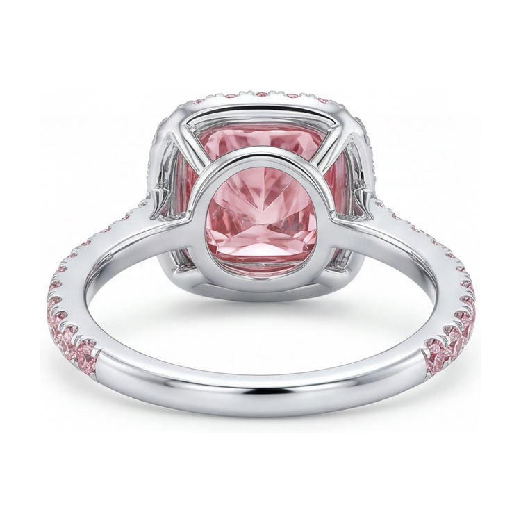 Bague en diamant rose taille coussin de 3,2 carats