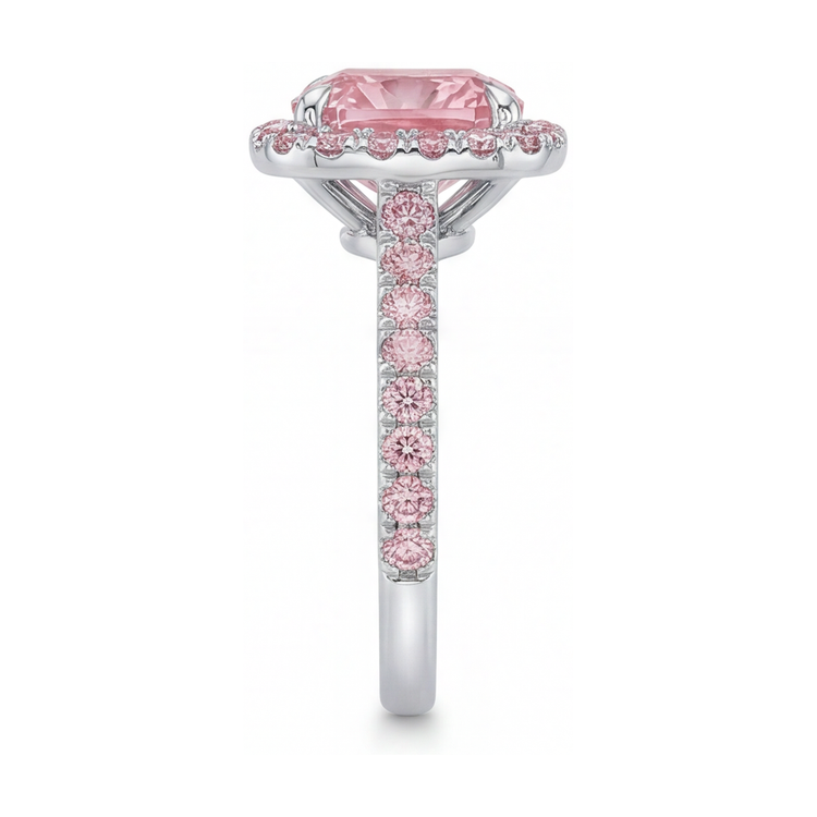 Bague en diamant rose taille coussin de 3,2 carats