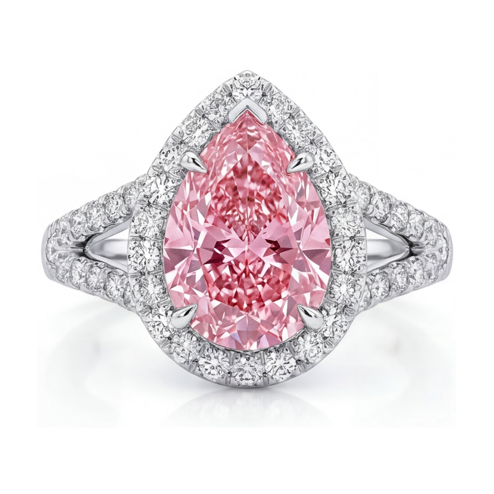 Bague en diamant rose taille poire 3,2 carats
