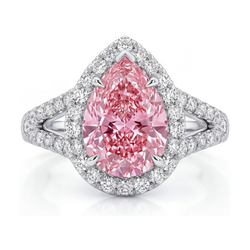 Bague en diamant rose taille poire 3,2 carats