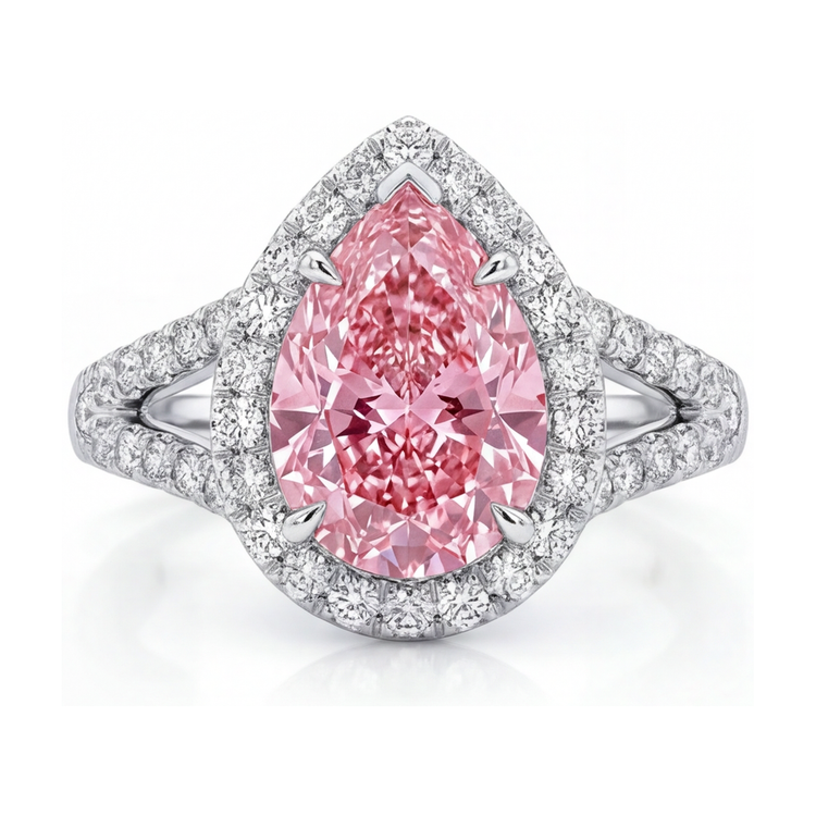 Bague en diamant rose taille poire 3,2 carats
