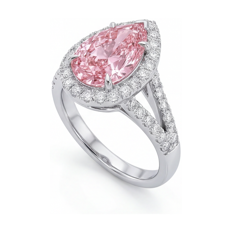 Bague en diamant rose taille poire 3,2 carats