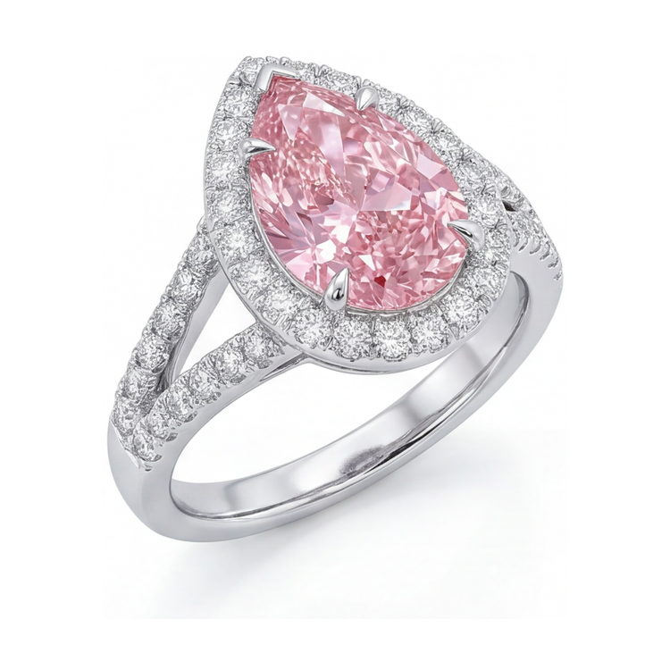 Bague en diamant rose taille poire 3,2 carats