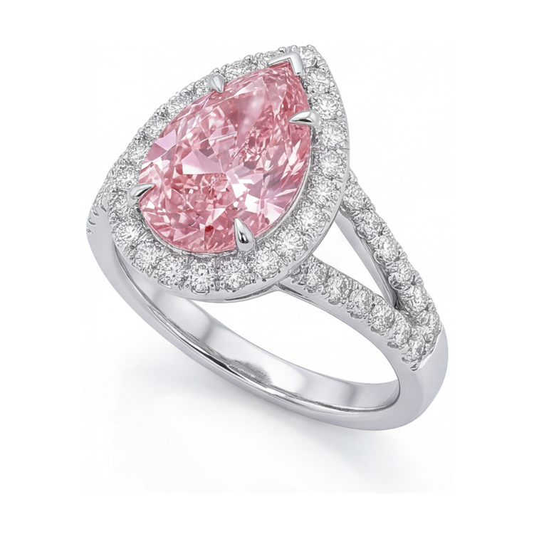 Bague en diamant rose taille poire 3,2 carats