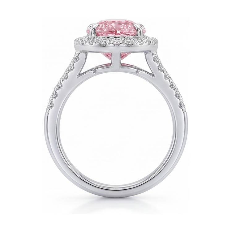 Bague en diamant rose taille poire 3,2 carats