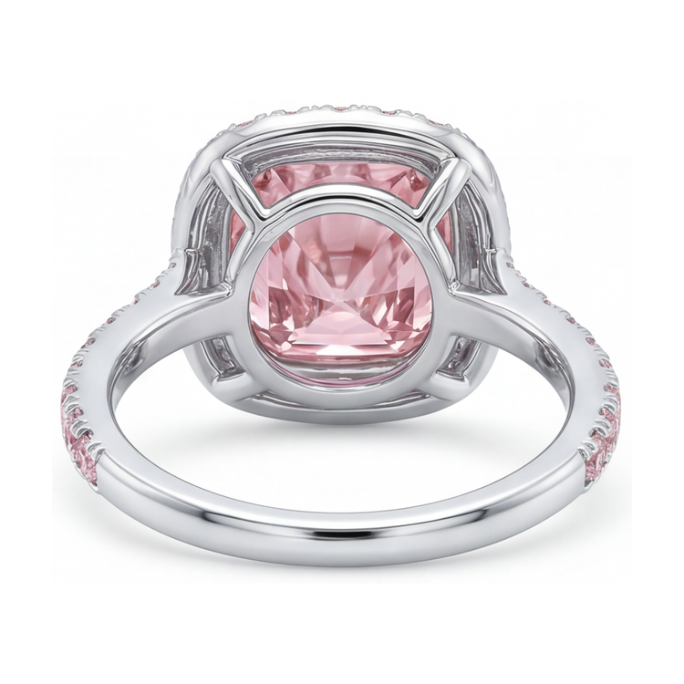 Bague en diamant rose taille coussin de 3,8 carats