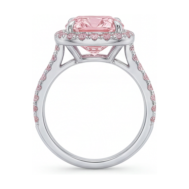 Bague diamant rose taille coussin 3,8 carats