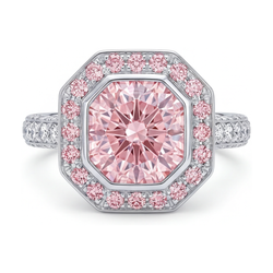 Bague en diamant rose taille ronde 3,9 carats