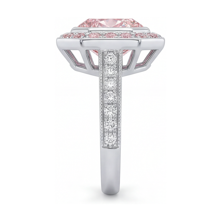 Bague en diamant rose taille ronde 3,9 carats