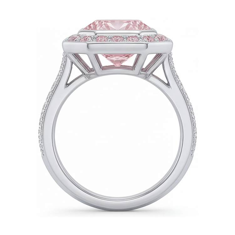 Bague en diamant rose taille ronde 3,9 carats
