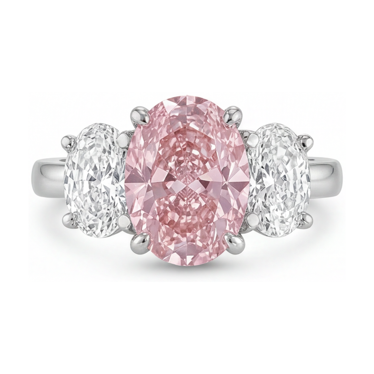 Bague en diamant rose ovale de 4,2 carats