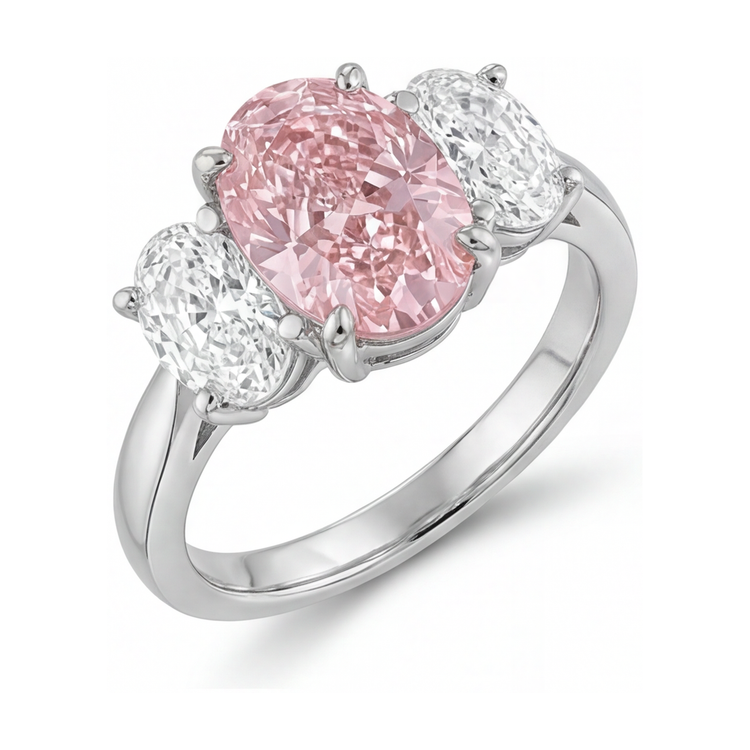 Bague en diamant rose ovale de 4,2 carats