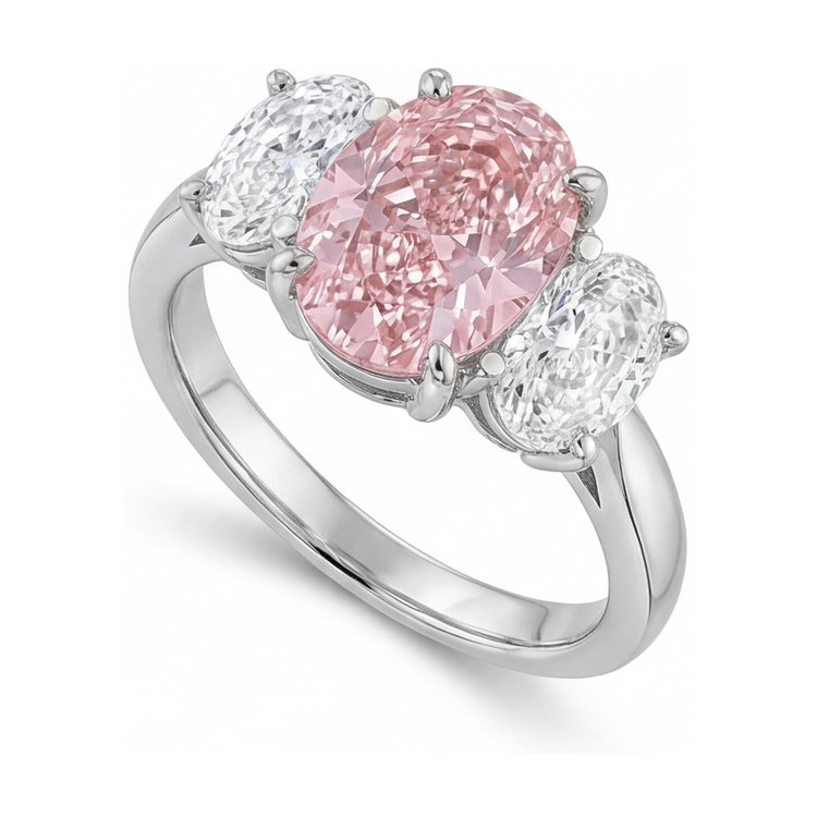 Bague en diamant rose ovale de 4,2 carats