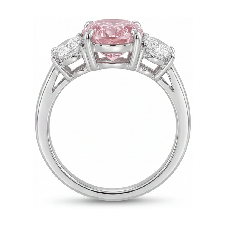 Bague en diamant rose ovale de 4,2 carats