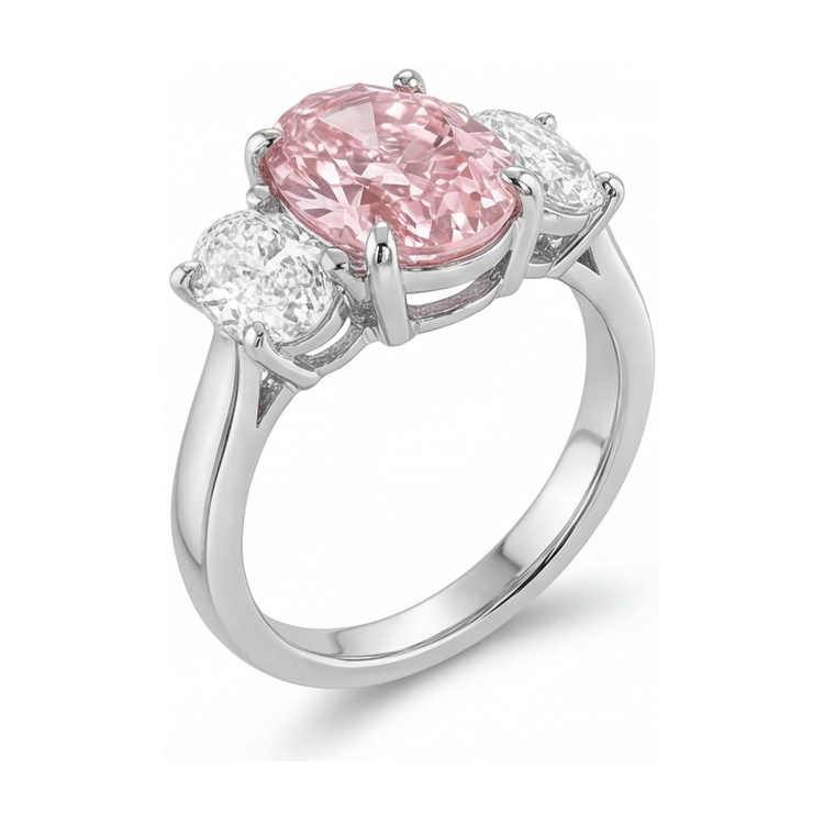 Bague en diamant rose ovale de 4,2 carats