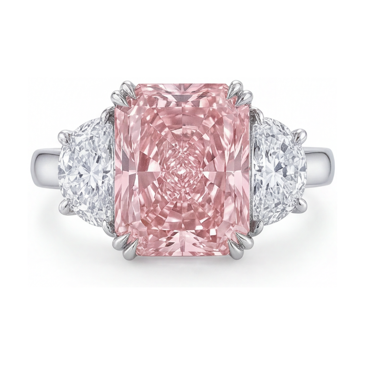 Bague diamant rose 4,5 carats taille radiant