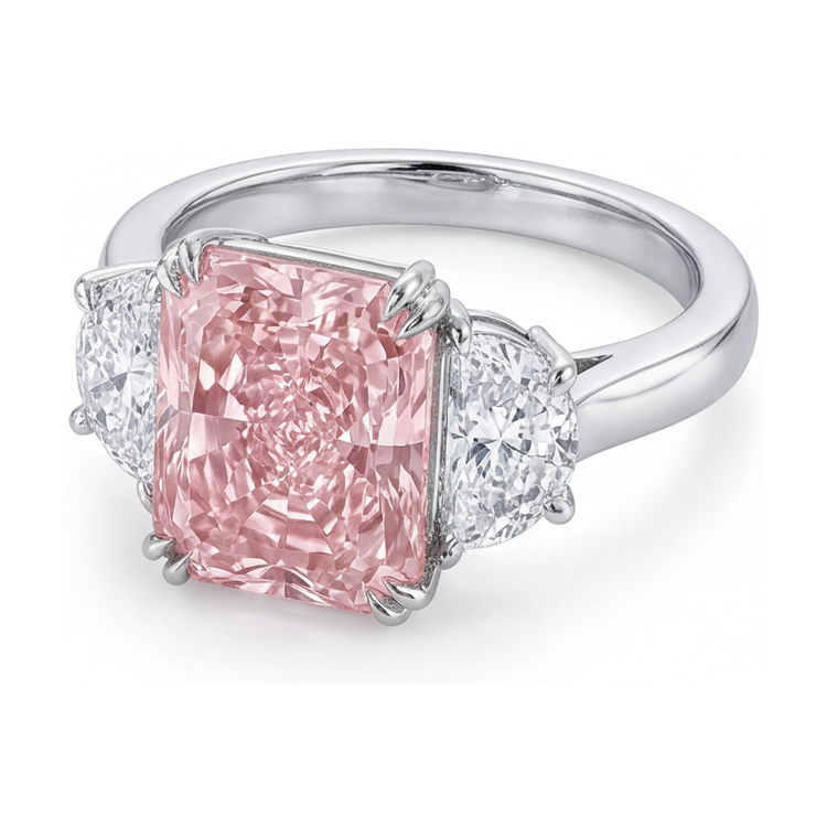 Bague en diamant rose de 4,5 carats taille radiant