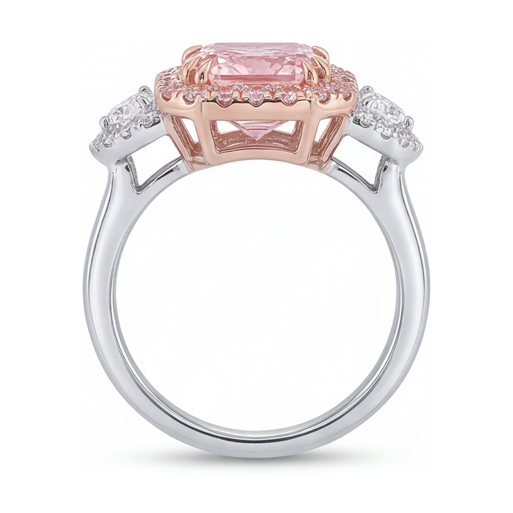 Bague en diamant rose 5,1 carats taille radiant