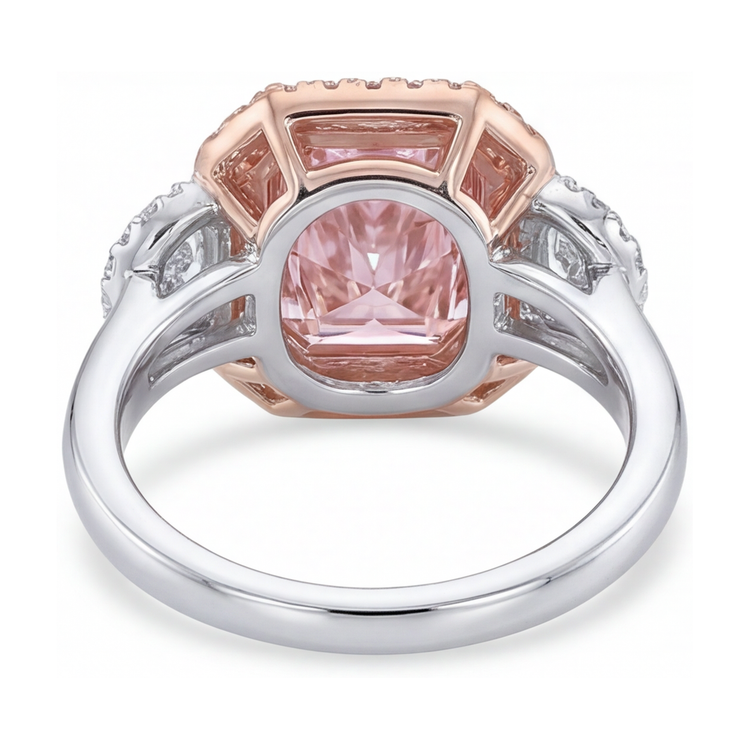 Bague en diamant rose 5,1 carats taille radiant