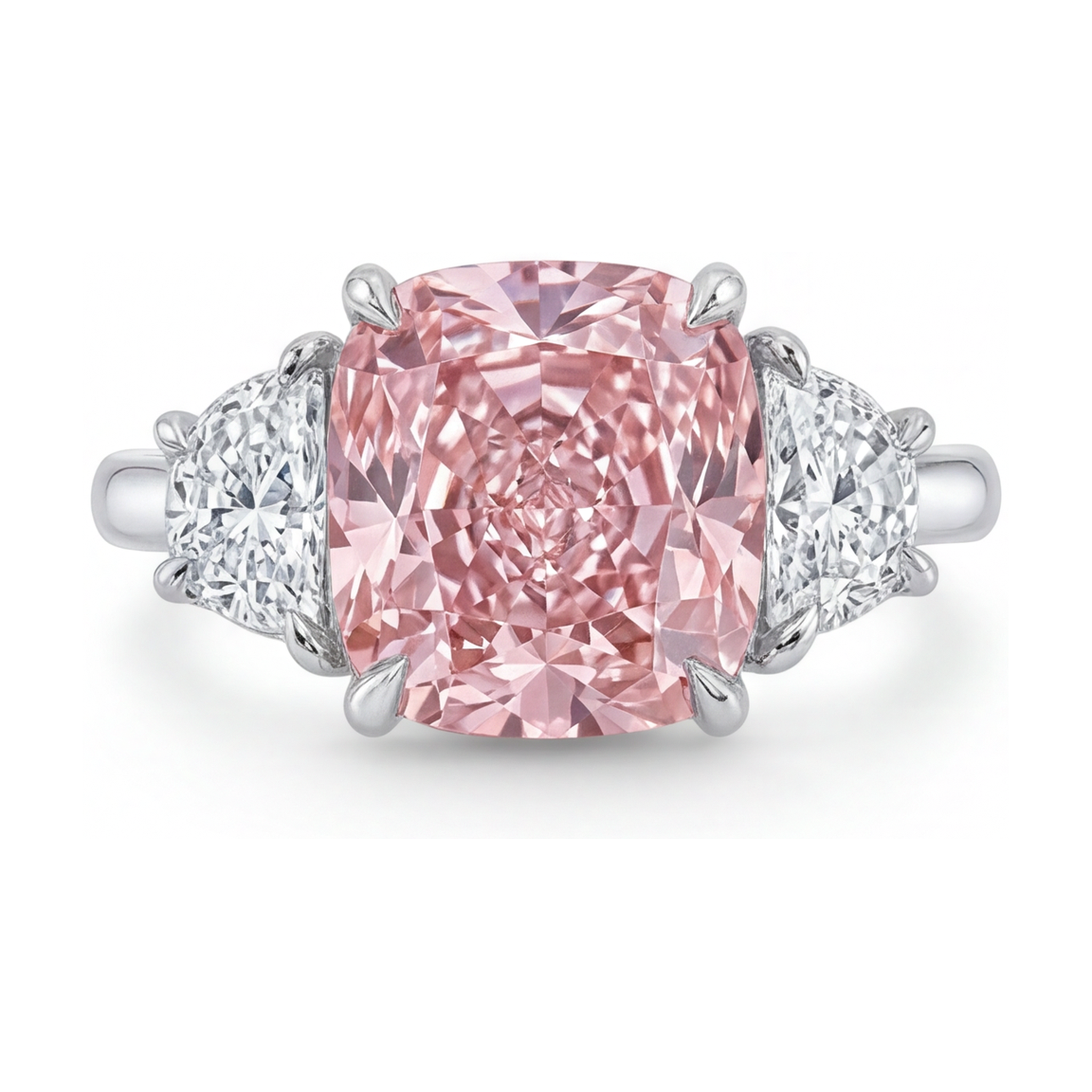 Bague en diamant rose taille coussin de 5,2 carats