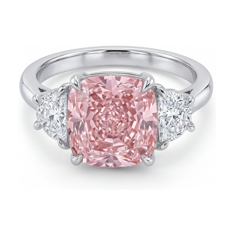 Bague en diamant rose taille coussin de 5,2 carats