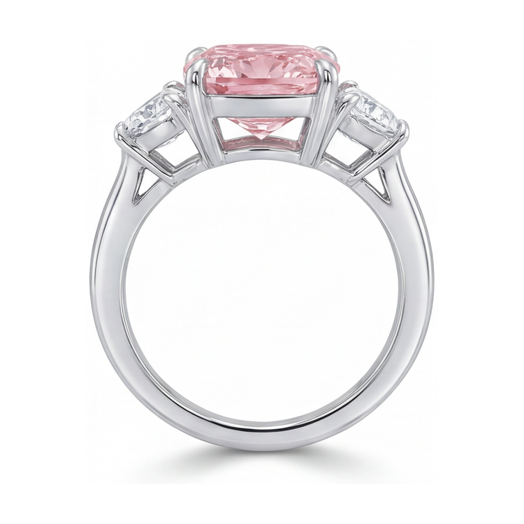 Bague diamant rose taille coussin 5,2 carats