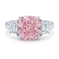 Alliance diamant rose taille coussin 5,1 carats