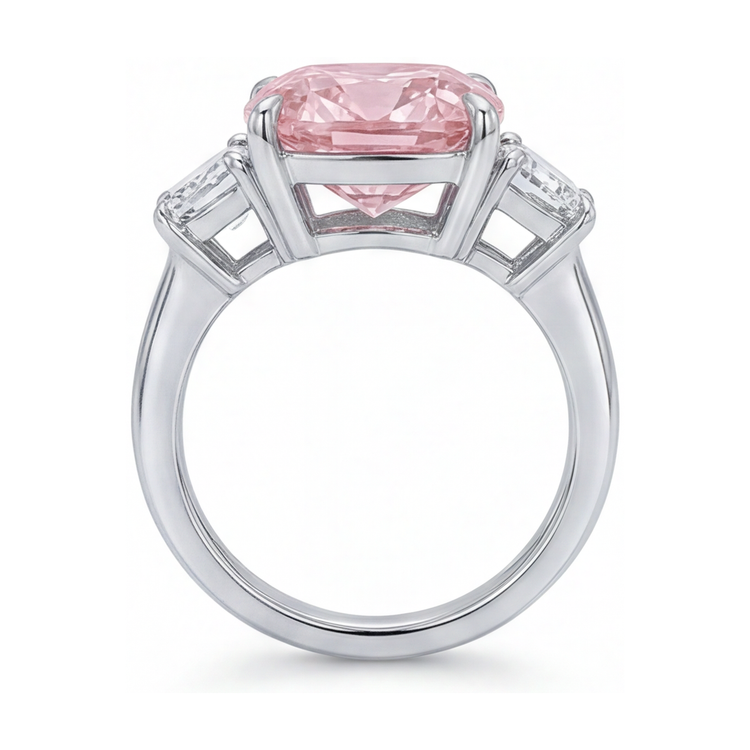 Alliance diamant rose taille coussin 5,1 carats