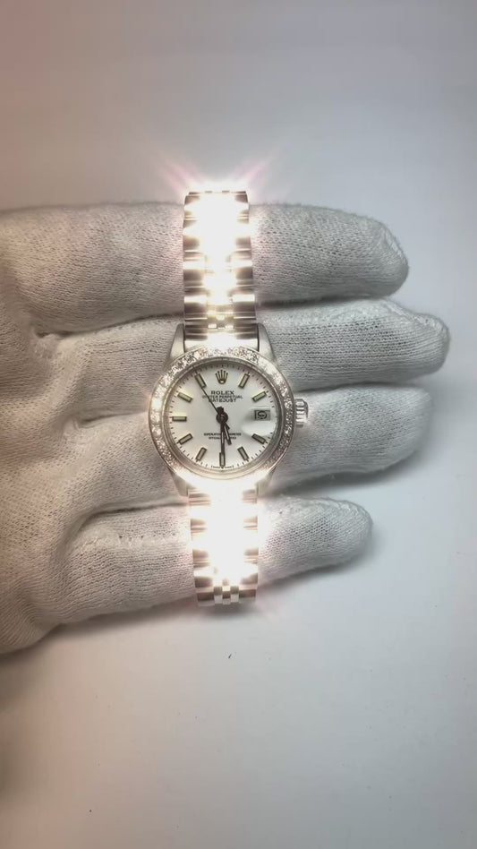 Bracelet acier inoxydable Jubilé Rolex Regarder Femme Cadran Bâton Lunette Diamant