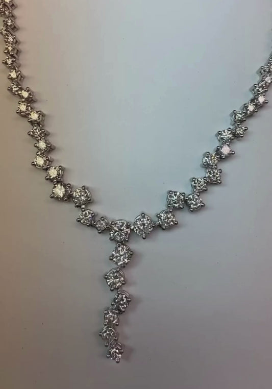 16 Carats Réel Diamant Rond Femmes Bijoux Collier Solide Or Blanc 14K