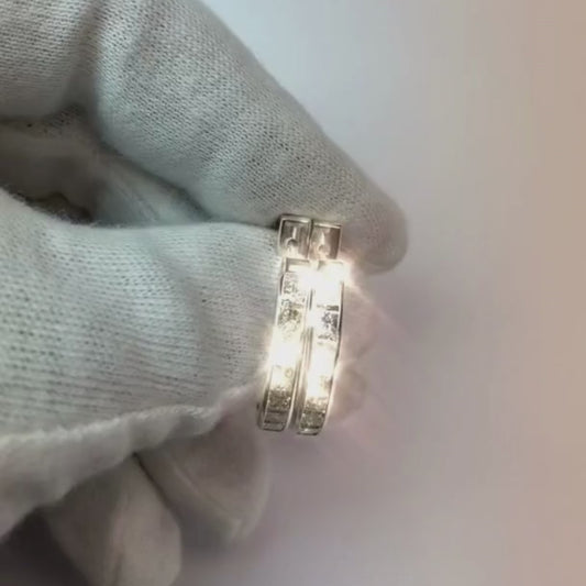 Boucle d'oreille en or blanc 14K 4 carats sertie de diamants taille princesse