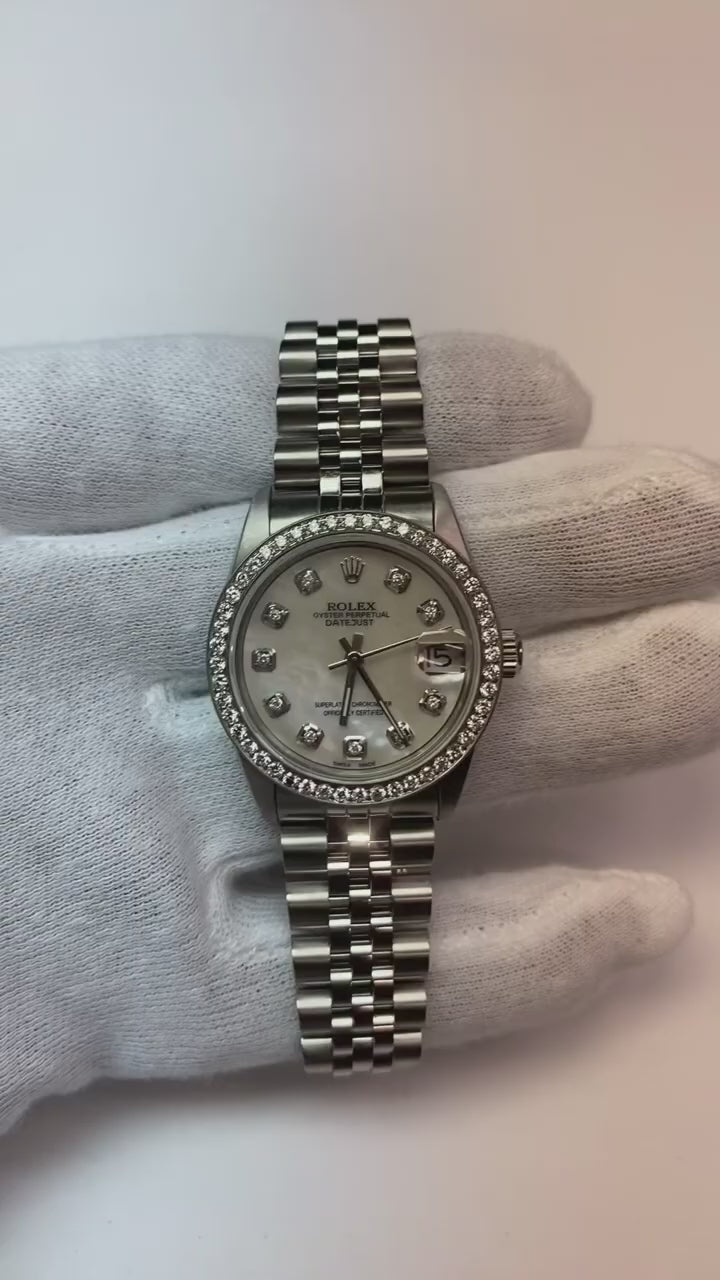 Montre pour homme Rolex Datejust 31 mm avec cadran en nacre et diamant en acier inoxydable