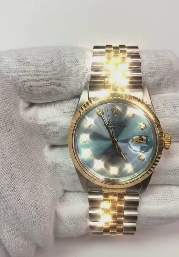 Rolex hommes Datejust Rolex bleu acier inoxydable & or jubilé Bracelet ensemble rapide