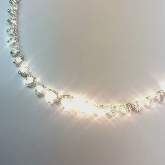 Collier Tennis 7 Carats Serti Griffe Diamants Or Blanc 14K