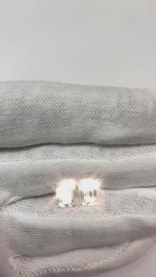 Boucles d'Oreilles Femme Emeraude Réel Diamant 3 Carats Or Blanc 14K Bijoux