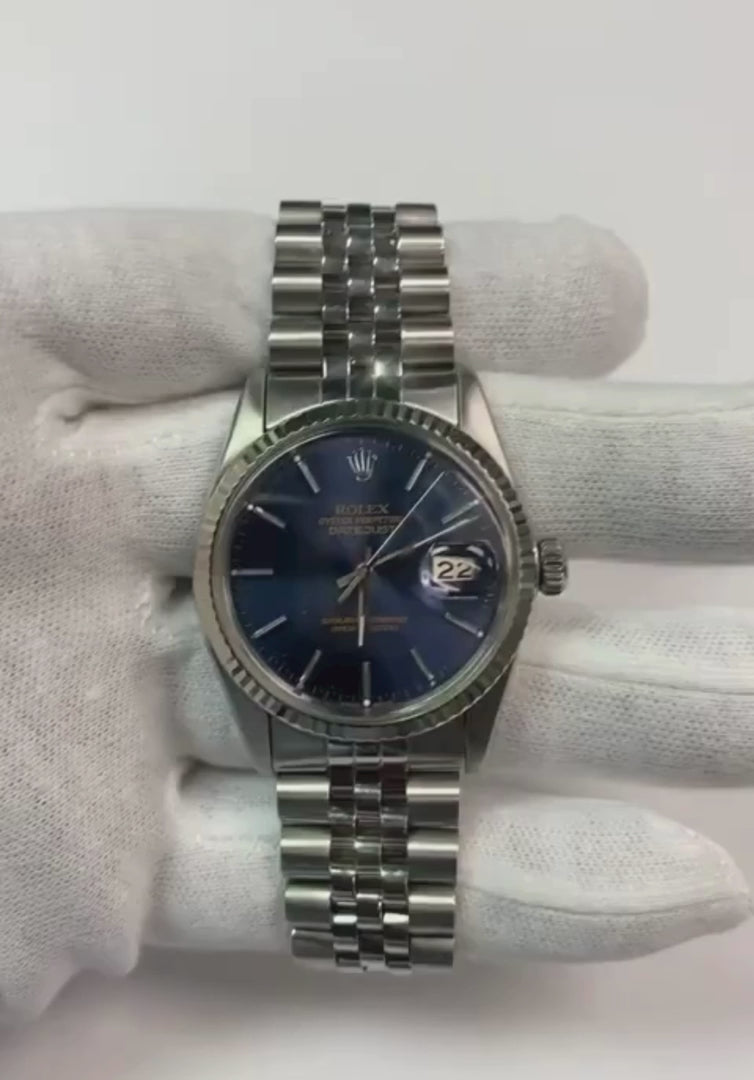 Date Just Rolex Montre Homme Cadran Bleu acier inoxydable Datejust réglage rapide