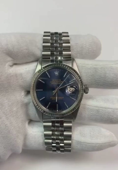 Date Just Rolex Montre Homme Cadran Bleu acier inoxydable Datejust réglage rapide