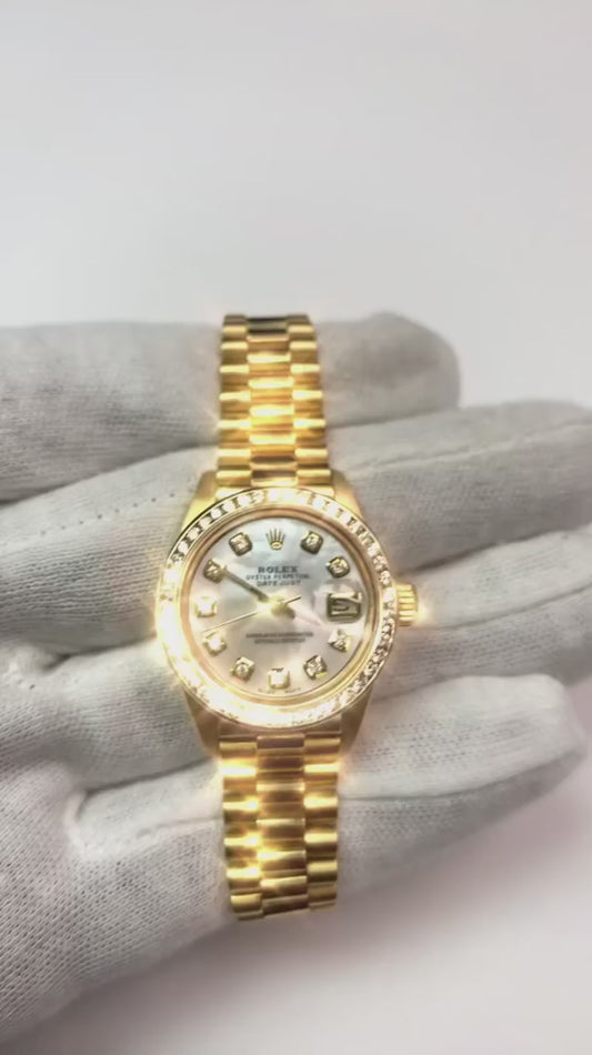 Rolex Montre President Datejust avec cadran diamant pour femme