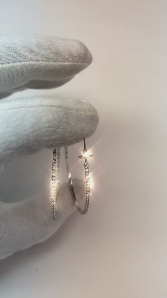 Boucles D'oreilles Pour Femmes En Or Blanc 14K Avec Véritable Diamants De Taille Ronde De 4,50 Carats