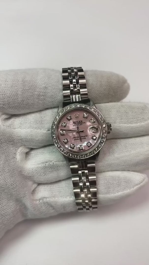 Rolex Datejust acier inoxydable Jubilé Bracelet Roze Serpillière Cadran Diamant Montre Femme