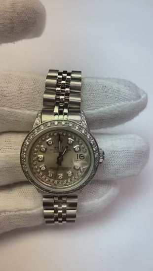 Montre Femme Rolex Datejust Cadran Diamant Chaîne acier inoxydable & Or